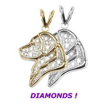 Golden Retriever Head 14K Gold Silhouette Pavé in Full Cut Diamonds