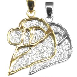14K Gold Newfoundland Head Silhouette Pavé in Full Cut Diamonds