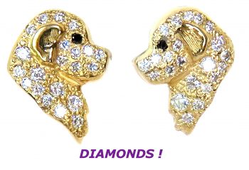 14K Gold Newfoundland Earrings Pavé in Full Cut Diamonds