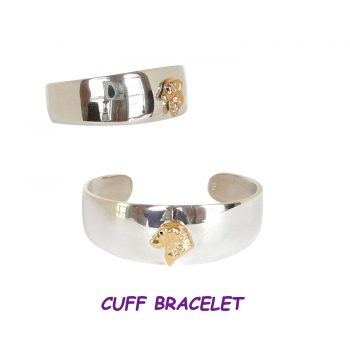 Golden Retriever Cuff Bracelet in Sterling and 14K Gold