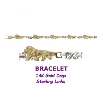 Golden Retriever X-Link Bracelet with 14K Gold Dogs and Sterling Silver Links