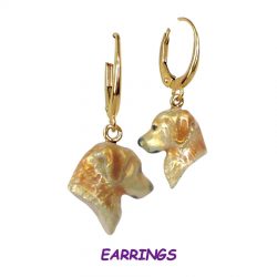 Golden Retriever 14K Gold or Sterling Earrings with Enamel Artwork