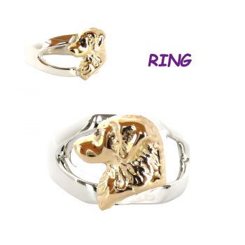 Golden Retriever Ring with Gorgeous Head and Black Diamond Eye