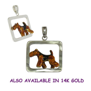 Airedale Terrier in Enhancing Square with Custom Enamel Artwork