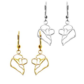 14K Gold or Sterling Newfoundland Head Silhouette Earrings