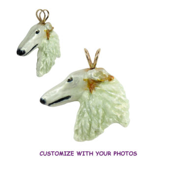 14K Gold or Sterling Borzoi with Personalized Color Artwork