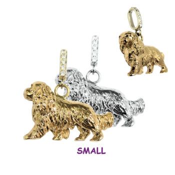 14K White Gold Cavalier King Charles Spaniel with Diamond Bail