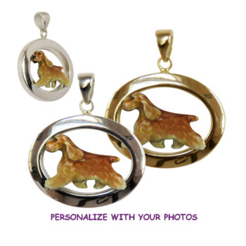 Custom Enamel English Cocker Spaniel in Classic 14K Gold or Sterling Oval