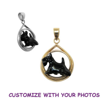 Custom Enamel Scottish Terrier Scottie in Teardrop; 14K Gold or Sterling