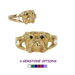 14K Gold Bulldog Ring with Diamonds