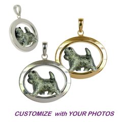 Custom Enamel Cairn Terrier in Classic 14K Gold or Sterling Silver Oval