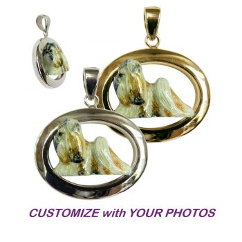 Custom Enamel Shih Tzu in Classic 14K Gold or Sterling Oval