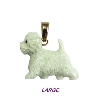 Large Trotting West Highland White Terrier with Enamel Artwork in 14K Gold or Sterling
