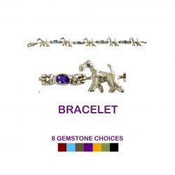 14K Gold or Sterling Silver Airedale Terrier Bracelet with Oval Gemstone Links