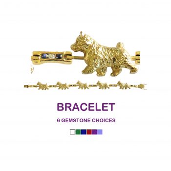 14K Gold Norwich Terrier Bracelet with Diamond and Gemstone Links