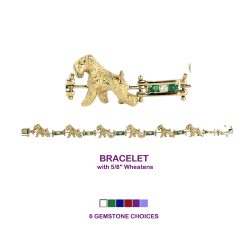 14K Gold Soft Coated Wheaten Terrier Bracelet with Diamond and Gemstone Links