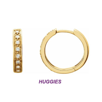 14K Yellow Gold Gorgeous Huggie Reversible Earrings with Sparkling Diamonds