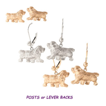 Gorgeous 14K Gold or Sterling Clumber Spaniel Earrings
