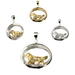 Golden Retriever 14K Gold, Sterling, or Combo Accented Glossy Oval