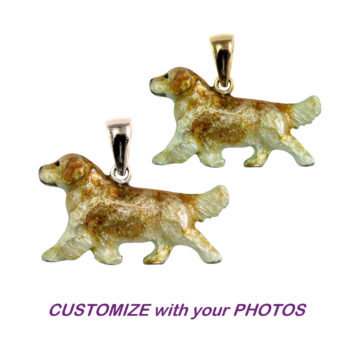 Golden Retriever Trotting with Custom Enamel Artwork