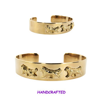 Newfoundland Cuff Bracelet in 14K Gold with Trotting Newfs
