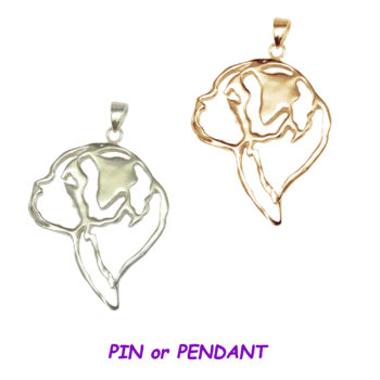 Saint Bernard Silhouette Head Charm Pendant in 14K Gold or Sterling Silver