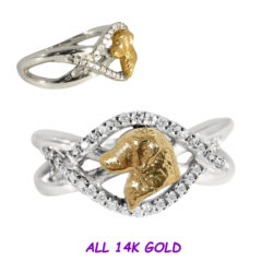Golden Retriever Ring Sparkling with Diamonds in 14K White and Yellow Gold