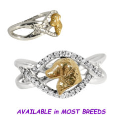Golden Retriever Ring Sparkling with Diamonds in 14K White and Yellow Gold