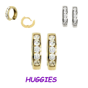 14K Gold Gorgeous Huggie Reversible Earrings with 5 Blazing Diamonds