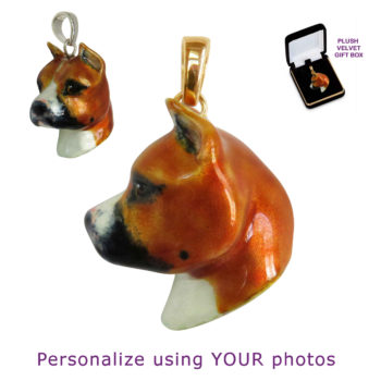 American Staffordshire Am Staff Large Custom Enamel Head Pendant Charm Memorial