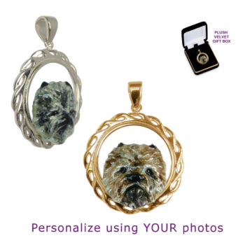 Cairn Terrier with Custom Enamel Artwork on Wavy Oval in 14K Gold or Sterling Silver