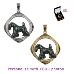 Kerry Blue Terrier with Personalized Enamel Artwork Trotting in 14K Gold or Sterling Silver Pendant Charm