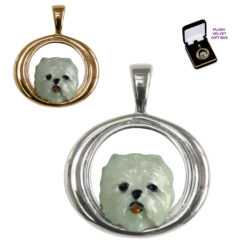 West Highland White Terrier Westie with Enamel Artwork on Tapered Oval in 14K Gold or Sterling