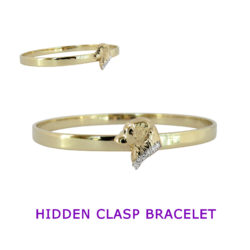Golden Retriever with Diamond Collar Hidden Clasp Bracelet in 14K Gold