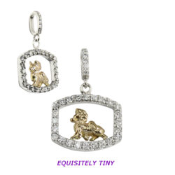 Papillon 14K Gold in Exquisite Tiny Genuine Diamond Rectangle Pendant Charm