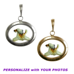 Afghan Hound with Personalized Enamel Artwork in 14K Gold or Sterling Silver Oval Pendant Charm