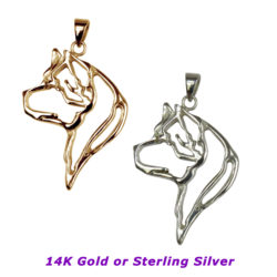 Akita Silhouette in 14K Gold or Sterling Silver Oval Pendant Charm
