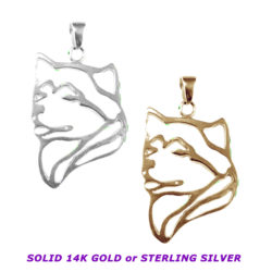 Alaskan Malamute Silhouette in 14K Gold or Sterling Silver Charm, Pendant, Necklace, Jewelry