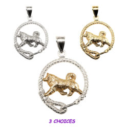 Alaskan Malamute Trotting in Exquisitely Detailed Leash in 14K Gold, Sterling, or Combo Charm, Pendant, Necklace, Jewelry