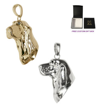Basset Hound Exquisite Head Charm, Pendant, Jewelry in 14K Gold or Sterling Silver