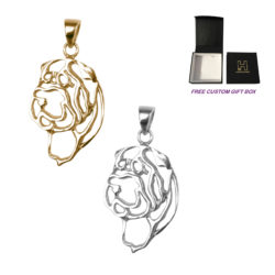 Shar-Pei Head in Silhouette Cut Out in 14K Gold or Sterling Silver Charm, Necklace, Pendant