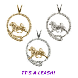 Shiba Inu in Leash 14K Gold or Sterling Silver Charm, Pendant, Necklace