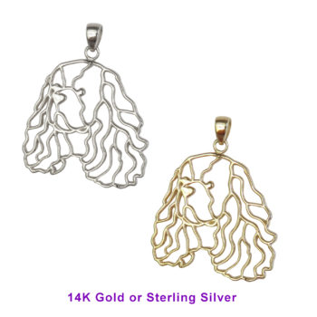 Cavalier King Charles Spaniel Head in Silhouette Design with 14K Gold or Sterling Silver
