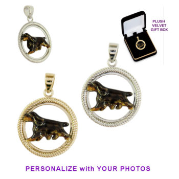 Field Spaniel with Custom Enamel in Braided Circle in 14K Gold or Sterling Silver Charm, Pendant, Necklace, Memorial