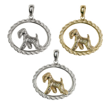 Soft Coated Wheaten Terrier in Classic Oval Rope with14K Gold, Sterling and Combo options