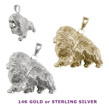 Chow Chow Large Trotting in 14K Gold or Sterling Silver Charm, Pendant, Necklace, Brooch