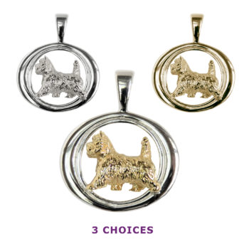 West Highland White Terrier Westie in Tapered Oval with14K Gold, Sterling and Combo Options