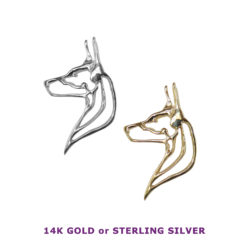 Doberman Pinscher Silhouette in 14K Gold or Sterling Silver