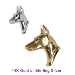 Doberman Pinscher Exquisite Large Head in 14K Gold or Sterling Silver