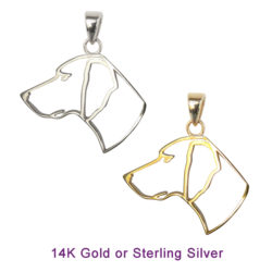 German Shorthaired Pointer Silhouette in 14K Gold or Sterling Silver